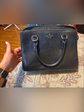 kate spade black leather top-handle satchel